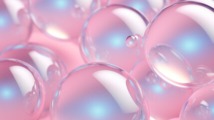 Pink and blue bubbles floating in the air