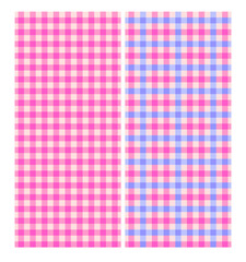 Seamless checkered cute pink and blue fashion fabric print variation of barbie and ken style. Scottish tartan vichy plaid pattern for dress, skirt, scarf, throw, jacket, fashion fabric textile