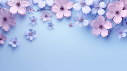 Fototapeta na wymiar A vibrant floral arrangement against a soft blue backdrop