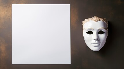 illustration, view of a blank page with a mask on the side, ai generative