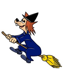 witch with broom, funny witch
