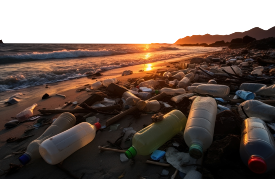 polluted shore. isolated transparent PNG.