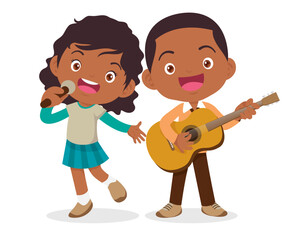 Music kids.Play music concept of music school