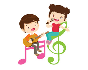 Music kids.Play music concept of music school