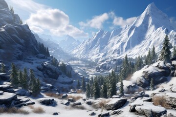 Snowy American Mountain Landscape, Generative AI