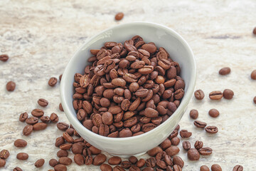 Roasted coffee bean in the bowl