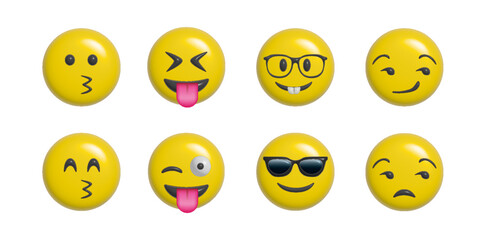 Set of emoticons, emoji isolated on white background