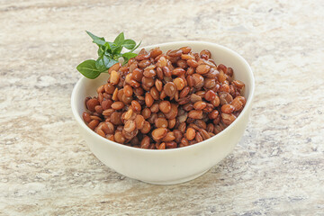 Boiled lentil in the bowl