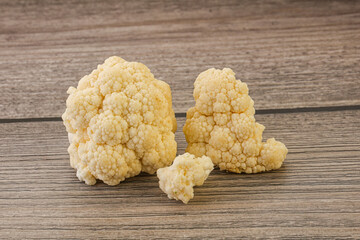 Raw white cauliflower cabbage heap