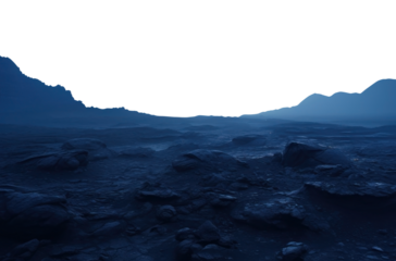 vast moon surface at night. Isolated transparent PNG. Alien landscape. desert landscape.