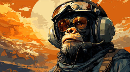 vector drawing of a monkey in an astronaut helmet © Dzmitry