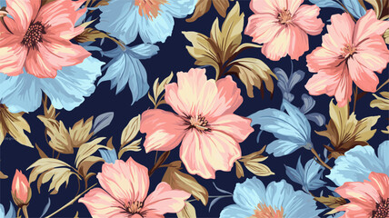 vector drawing flowers pastel colors