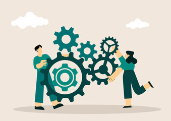 Business Concept illustrations. Collection of scenes with men and women taking part in business activities. Vector illustration