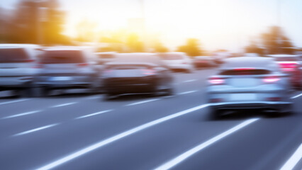 Fototapeta na wymiar motion blurred image of traffic in the cit
