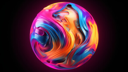 A vibrant object against a contrasting black backdrop