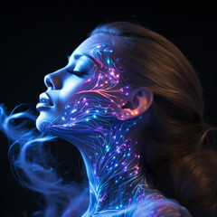 side of face with pretty uv makeup 