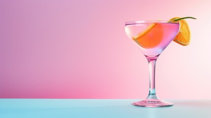 A glass of cocktail in pastel colors