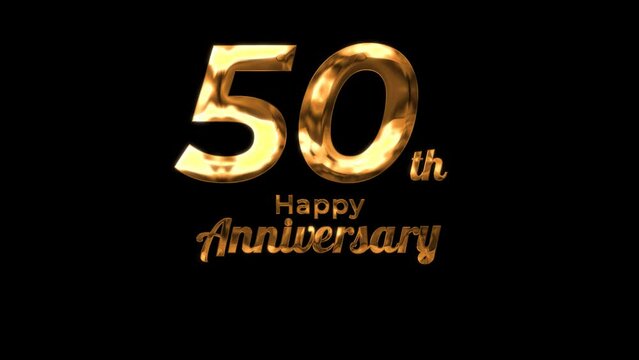 Animated text happy anniversary  50th gold 4K, birthday, celebration, moment, gold moment