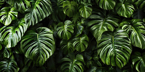 Naklejka na ściany i meble Monstera tropical leaves background