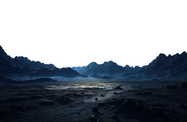 moon surface. Isolated transparent PNG. Alien landscape. desert landscape. - obrazy, fototapety, plakaty