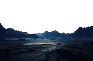 Fotobehang Mistige ochtendstond moon surface. Isolated transparent PNG. Alien landscape. desert landscape.