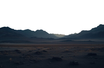 dry desert valley. Isolated transparent PNG. Alien landscape. desert landscape. - obrazy, fototapety, plakaty