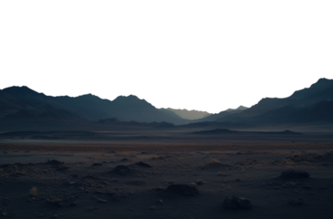 dry desert valley. Isolated transparent PNG. Alien landscape. desert landscape.