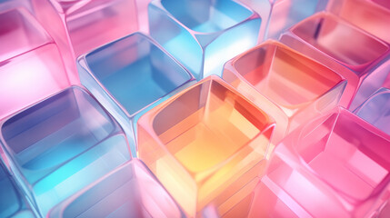 Plastic containers arranged neatly in a row