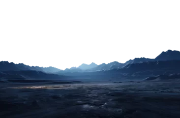Selbstklebende Fototapete Morgen mit Nebel vast landscape with mountain range in the horizon. Isolated transparent PNG. Alien landscape. desert landscape.
