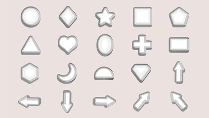 3D figure set geometric shape. Abstract futuristic collection isolated vector illustration simple form.