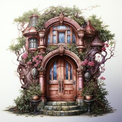Fototapeta na wymiar beautiful compelling pink fairy tale house 