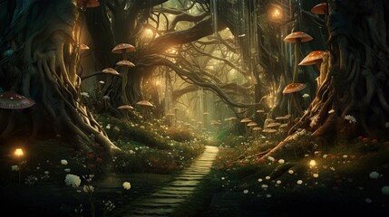 illustration, fairy forest, ai generative