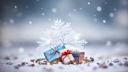 white christmas tree with gifts. Generative AI 