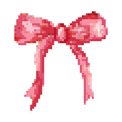 Obraz premium pixel art illustration with pink bow