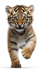 Obraz premium international tiger day tiger face painting of tiger realistic forest background 