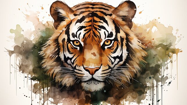 international tiger day  tiger face painting of tiger  realistic forest background 