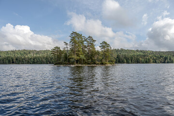Lake Ragnerudssjoen in Dalsland Sweden beautiful nature forest pinetree swedish houses