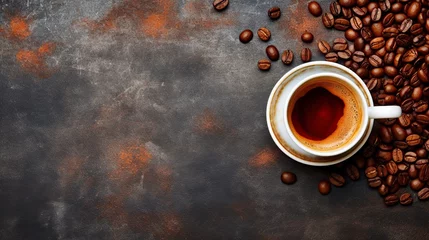 Foto op Plexiglas illustration, a cup of coffee and coffee beans, ai generative © Jorge Ferreiro