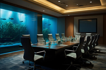 Open space office room, conference room, office room, hotel conference room, Zoom Virtual Background, Generative AI
