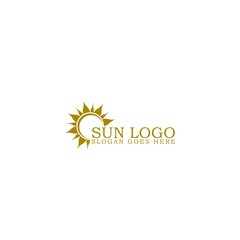 Summer sun template logo design isolated on white background