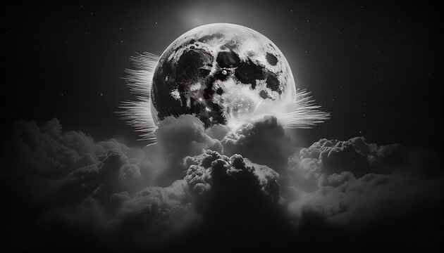 wolf, wolf howling at the moon, black and white photography, generated by ai