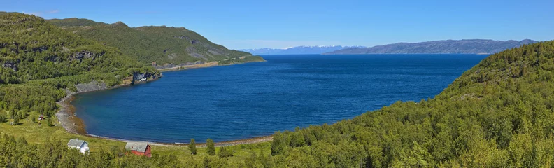 Fotobehang Panoramic view of the landscape westward of Alta in Troms og Finnmark county, Norway, Europe  © kstipek