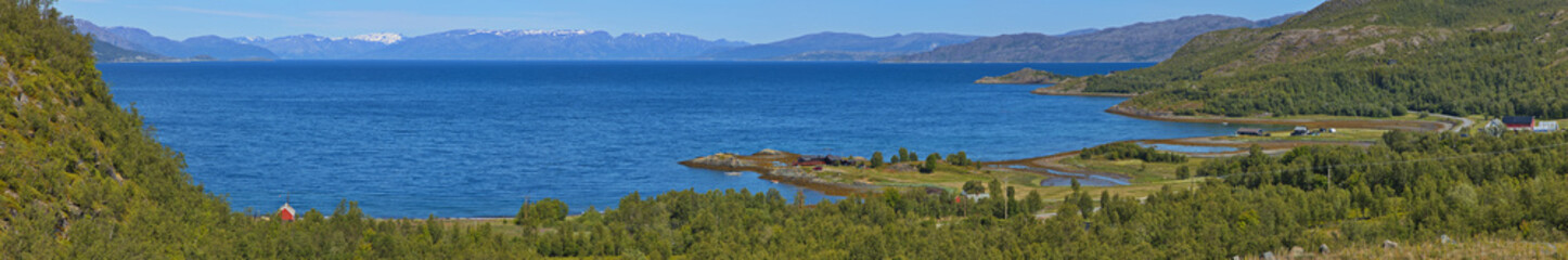 Panoramic view of the landscape westward of Alta in Troms og Finnmark county, Norway, Europe
