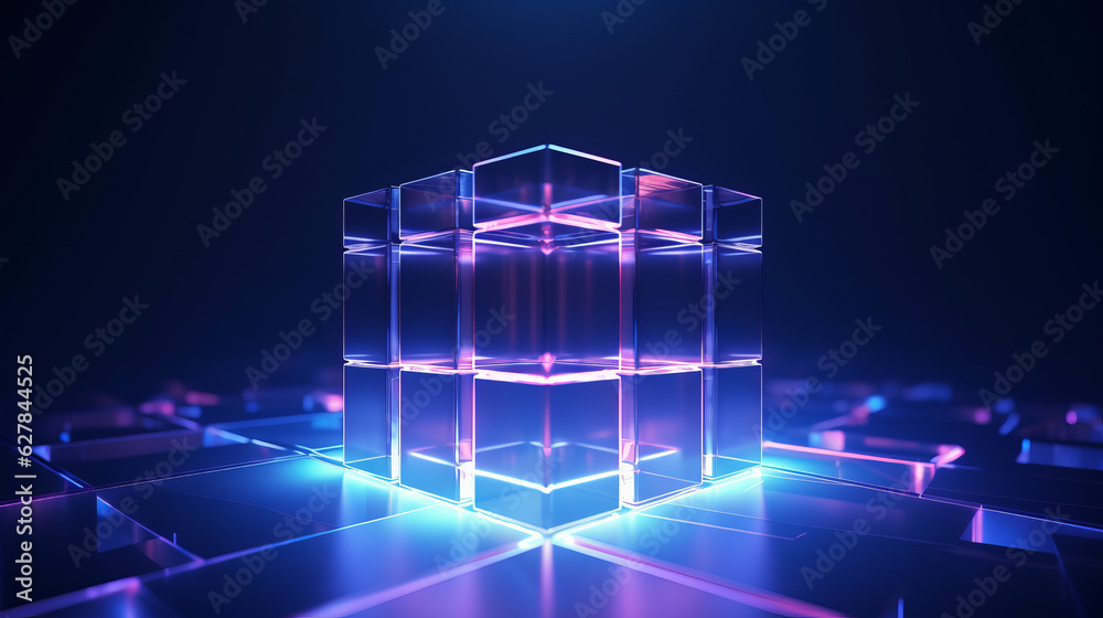 Aufkleber a table with glass cubes arranged in a creative and modern way