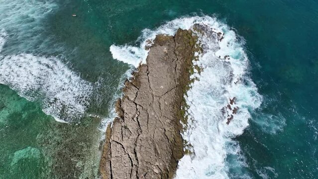 Old San Juan Puerto Rico Drone Shot of Castillo San Felipe del Morro, Escambron Beach (aerial view)