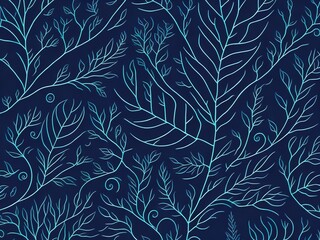 vector seamless pattern with hand drawn leaves and branches, floral design