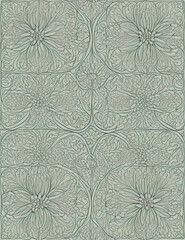 seamless pattern with green flowers