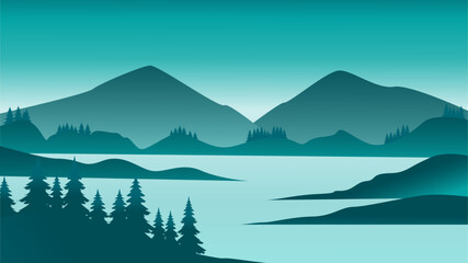 Night landscape with hills