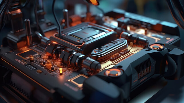 Close-up of Fusion Splicer machine for splice fiber optics cable