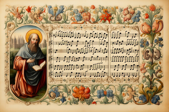 Vibrant Illuminations: Psalm 23 brought to life with brilliant calligraphy and illustrations at a monastery scriptorium